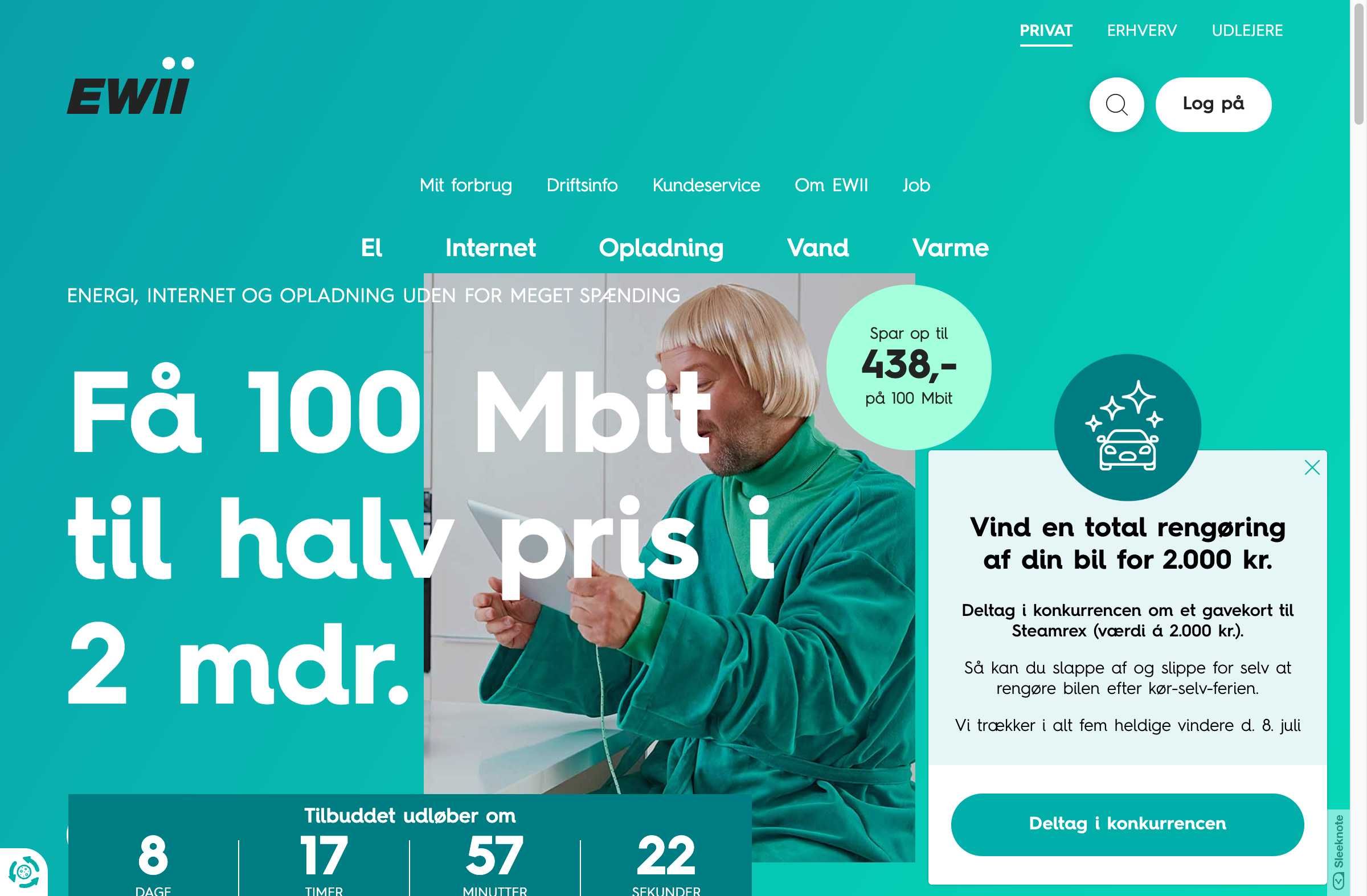Screenshot af EWII anmeldelse 2025 - Komplet vurdering af priser og service hjemmeside